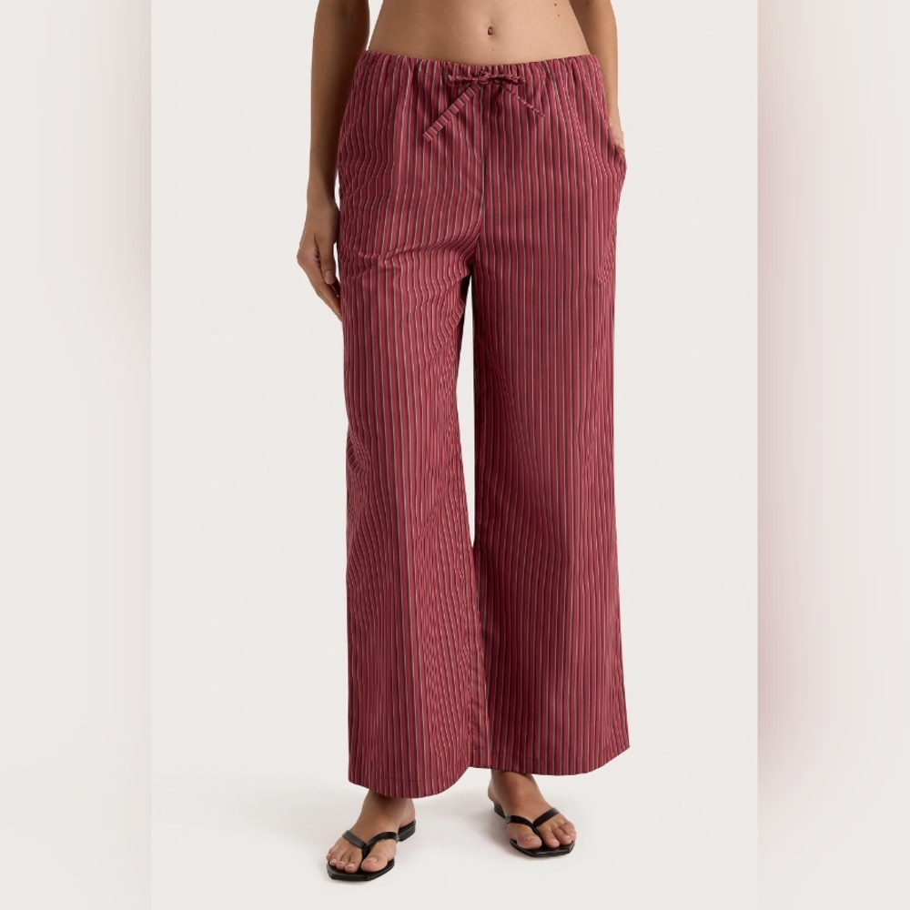 Faithfull the Brand Red Striped Wide-Leg Pants